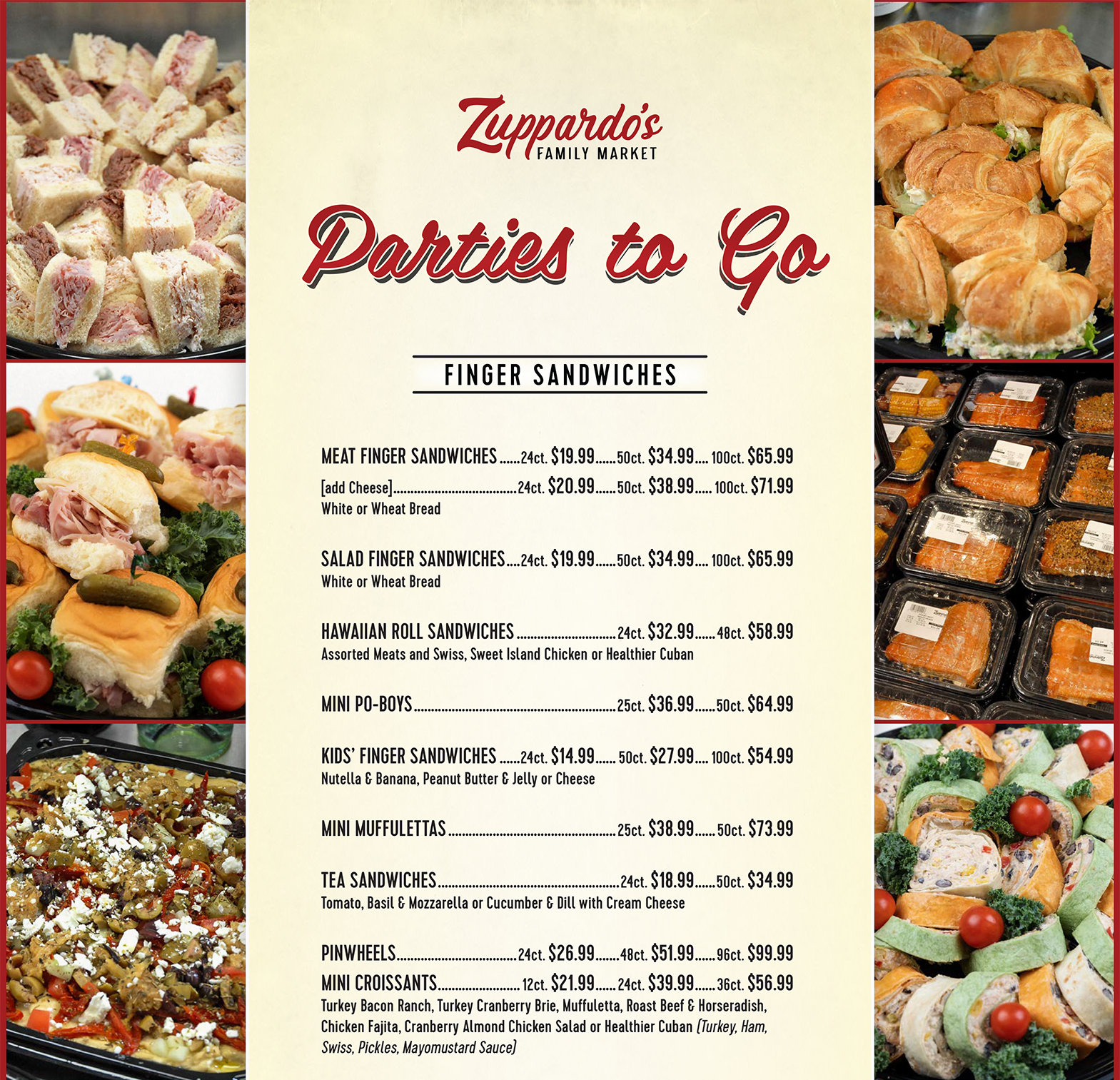 Party sales tray menu